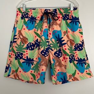 U.S. Surf Club Oahu Hawaii Tropical Print Swim Trunk Mens Sz L